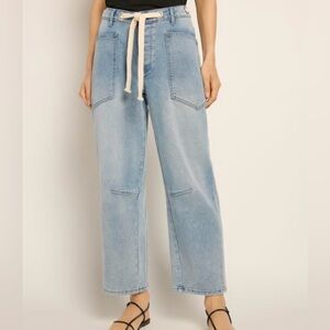 Casual Light Blue Wide Leg Jeans for Women